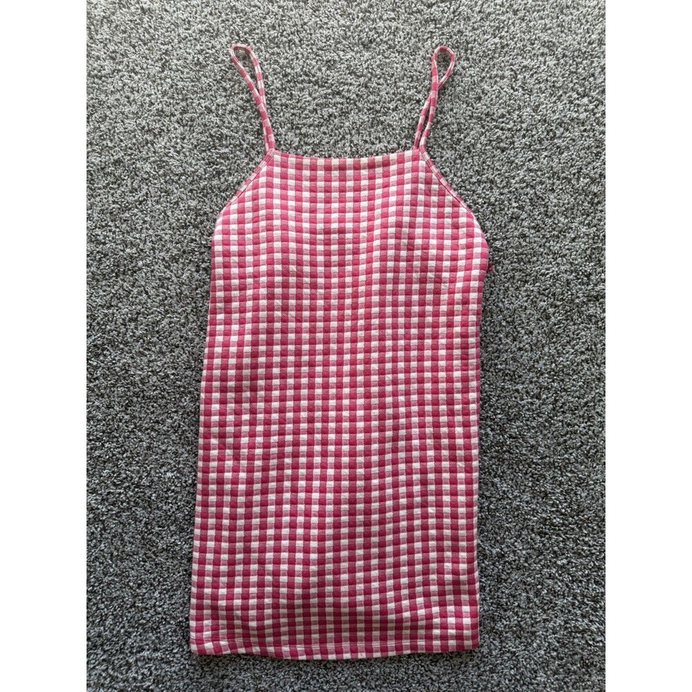 Zara Pink & White Gingham Square Neck Strappy Sleeveless Mini Dress M